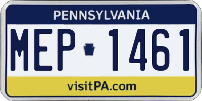 PA license plate MEP1461