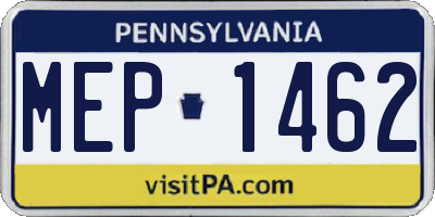 PA license plate MEP1462
