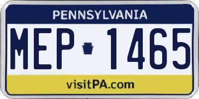 PA license plate MEP1465