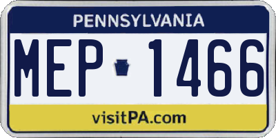 PA license plate MEP1466