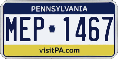 PA license plate MEP1467