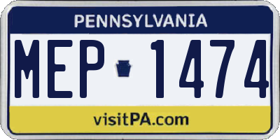 PA license plate MEP1474