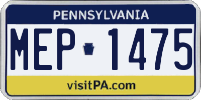PA license plate MEP1475
