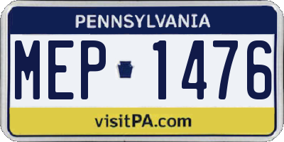 PA license plate MEP1476