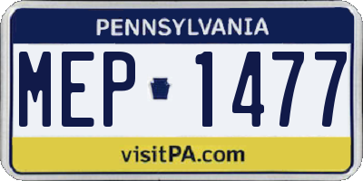 PA license plate MEP1477
