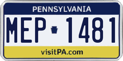 PA license plate MEP1481