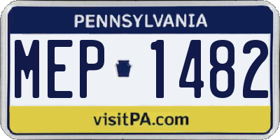 PA license plate MEP1482