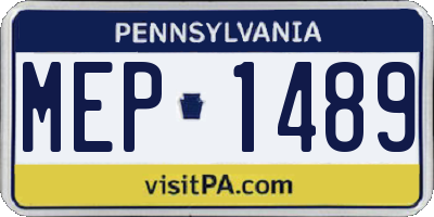 PA license plate MEP1489