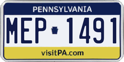 PA license plate MEP1491