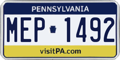 PA license plate MEP1492