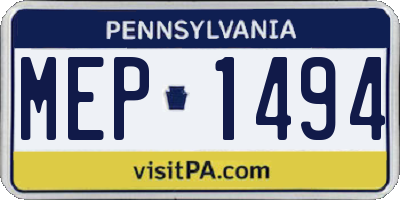 PA license plate MEP1494