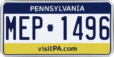 PA license plate MEP1496