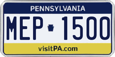 PA license plate MEP1500