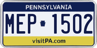 PA license plate MEP1502