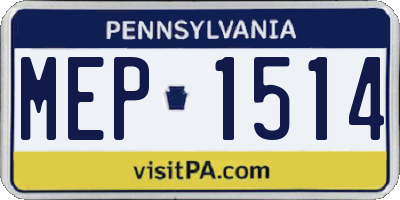 PA license plate MEP1514