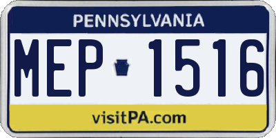 PA license plate MEP1516