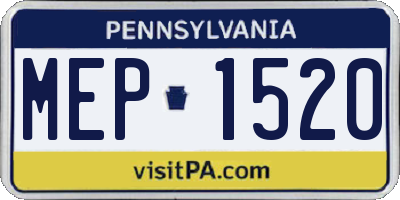 PA license plate MEP1520