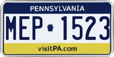 PA license plate MEP1523