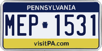 PA license plate MEP1531