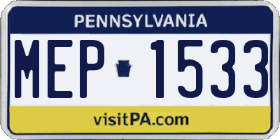 PA license plate MEP1533