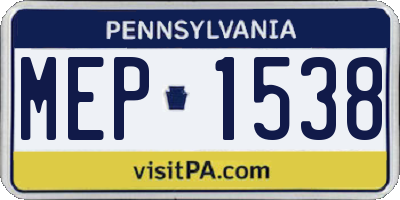 PA license plate MEP1538