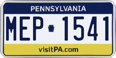 PA license plate MEP1541