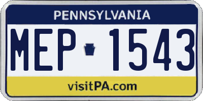 PA license plate MEP1543