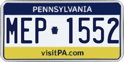 PA license plate MEP1552