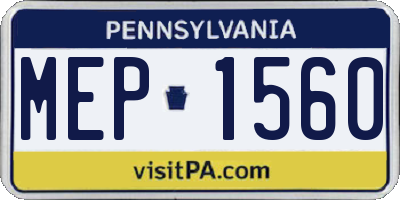 PA license plate MEP1560