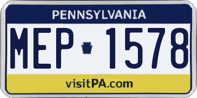 PA license plate MEP1578
