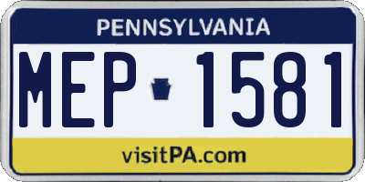 PA license plate MEP1581