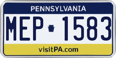 PA license plate MEP1583
