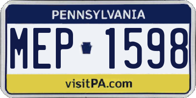 PA license plate MEP1598
