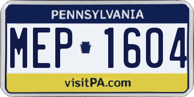 PA license plate MEP1604
