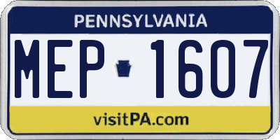 PA license plate MEP1607