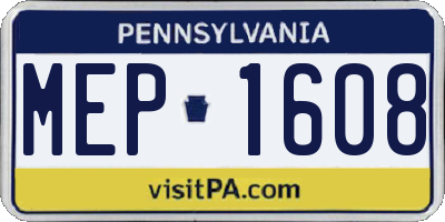 PA license plate MEP1608