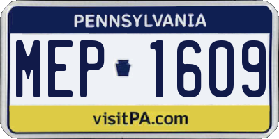 PA license plate MEP1609