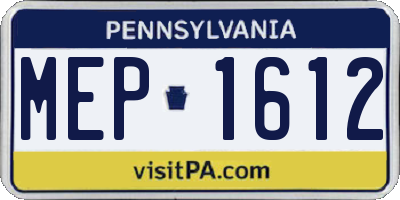 PA license plate MEP1612