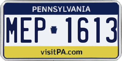 PA license plate MEP1613