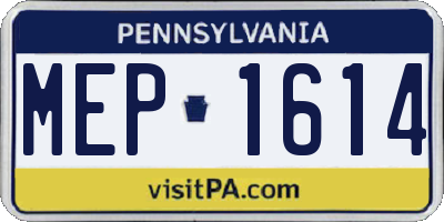 PA license plate MEP1614