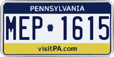 PA license plate MEP1615