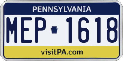 PA license plate MEP1618