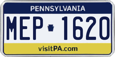 PA license plate MEP1620