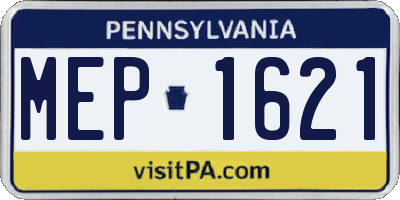 PA license plate MEP1621