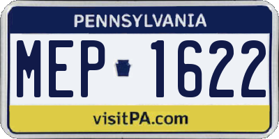 PA license plate MEP1622
