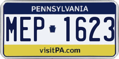 PA license plate MEP1623
