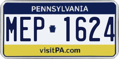PA license plate MEP1624