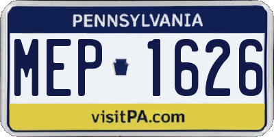 PA license plate MEP1626