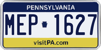 PA license plate MEP1627