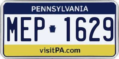 PA license plate MEP1629